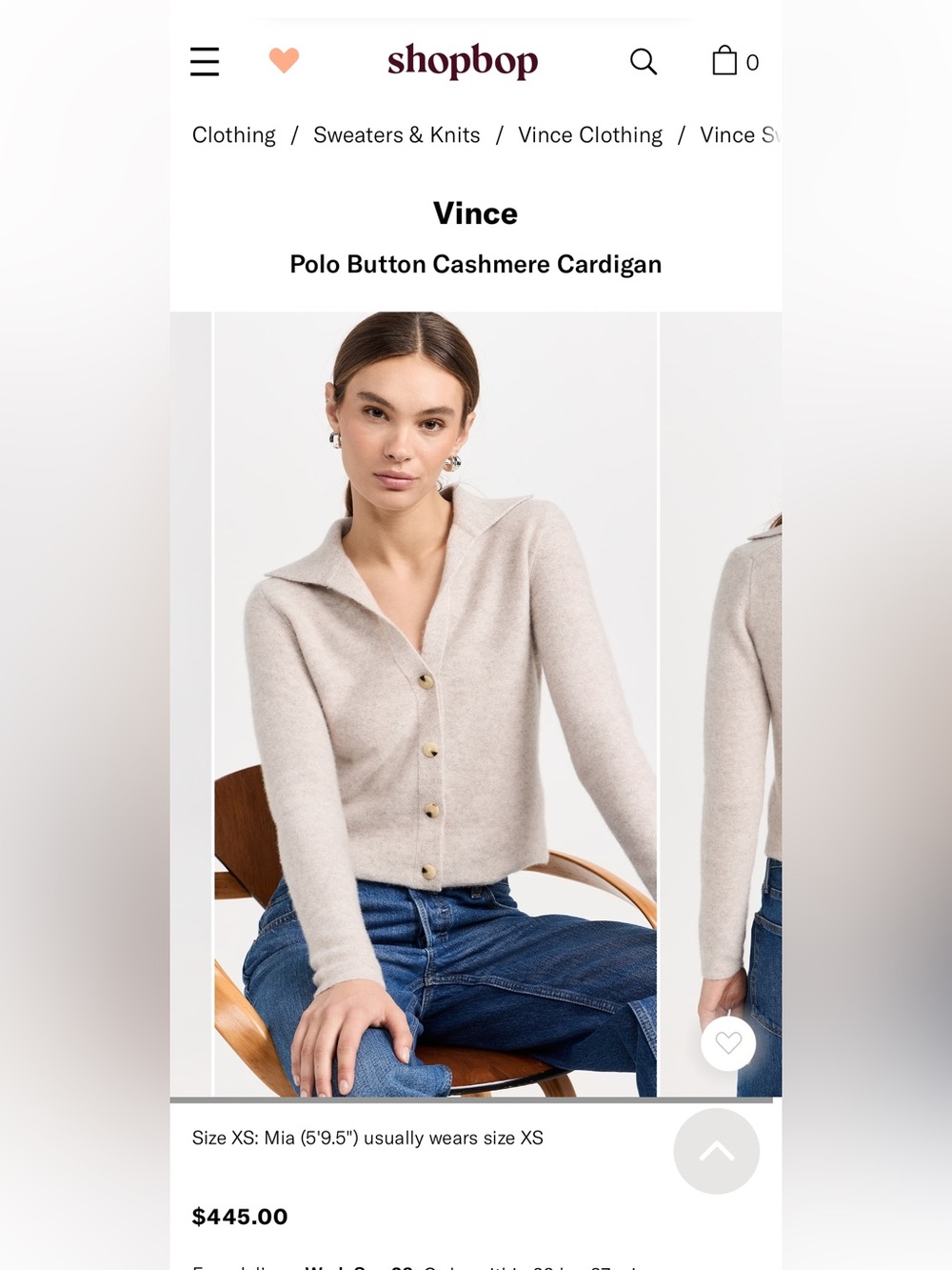 NWOT Vince Minimalist Luxury 100% Cashmere Cream Beige Polo Cardigan Sweater - Picture 9 of 10